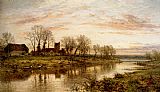 Thames Canvas Paintings - Evening On The Thames At Wargrave